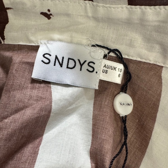 SNDYS Australia Swim Trendy cover up brown and White oversized top SZ 6 - Picture 4 of 10